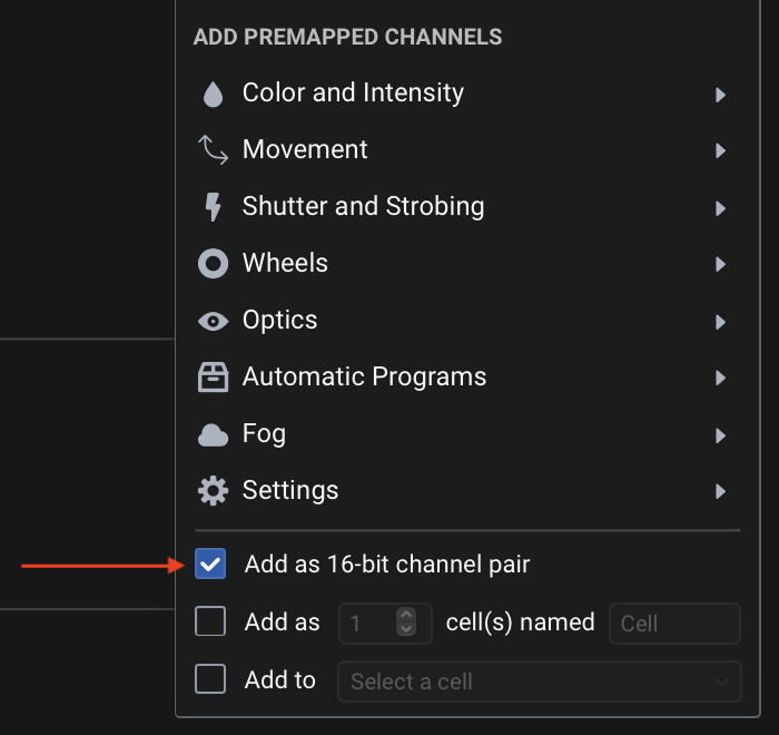 Add as 16-bit channel pair