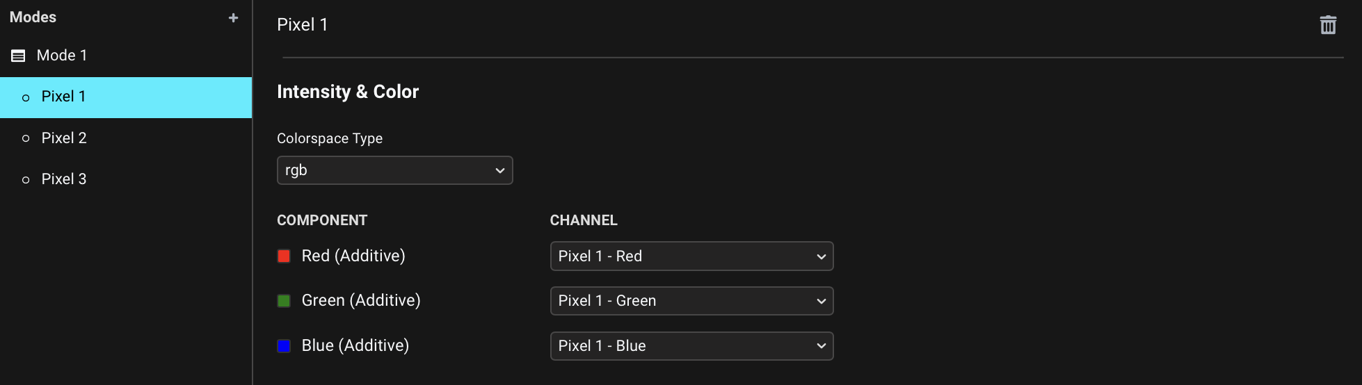 3-pixel RGB fixture Cell