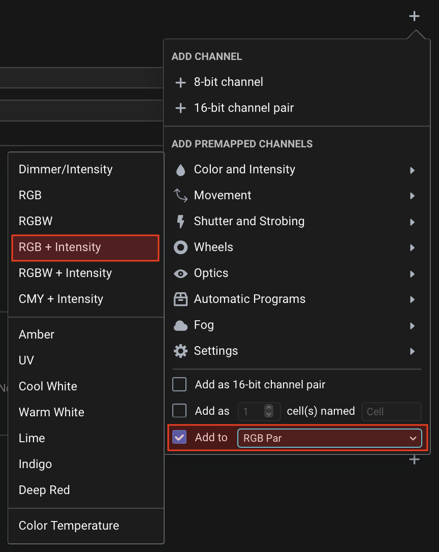 Add RGBI to RGB Par Cell