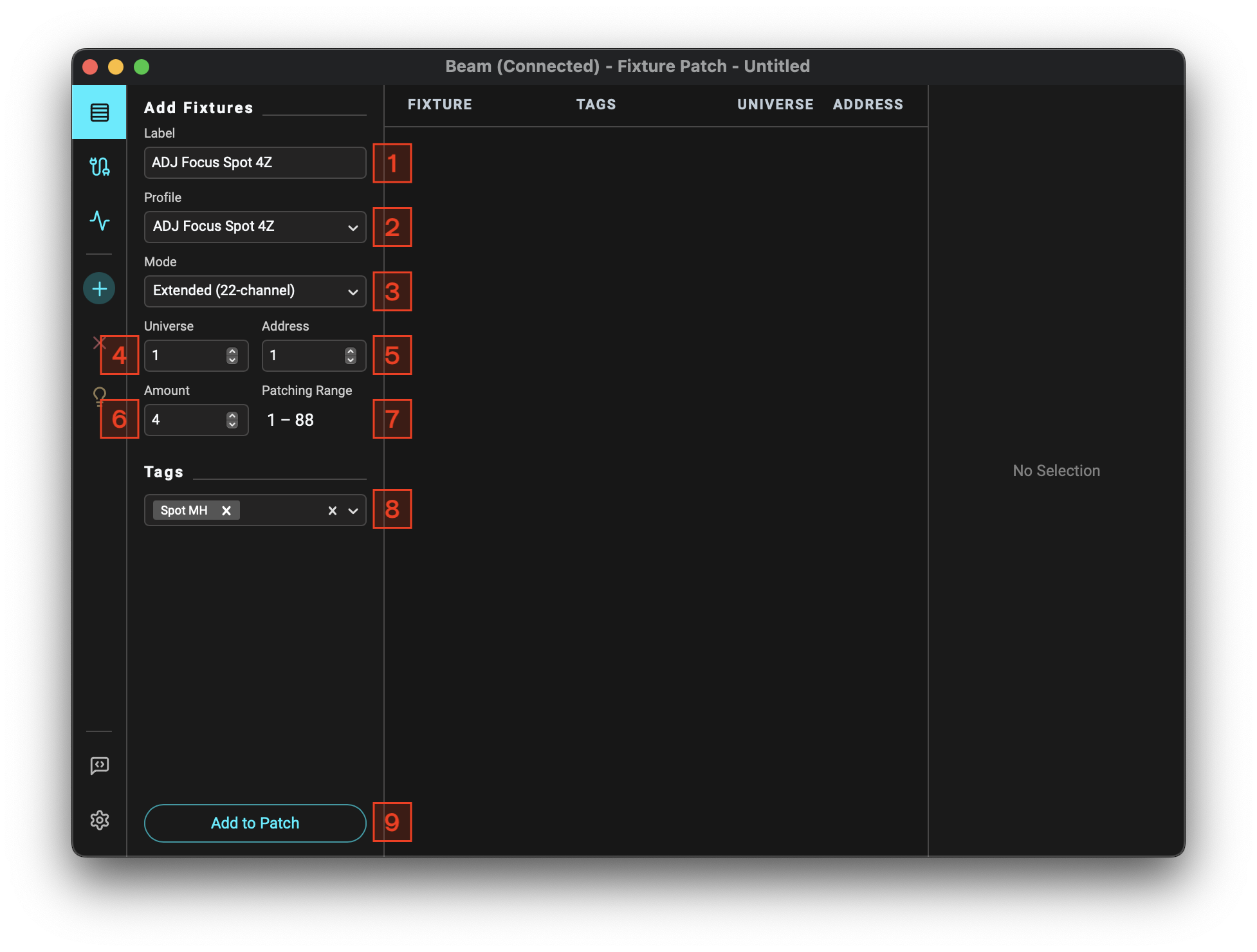 Add Fixtures panel