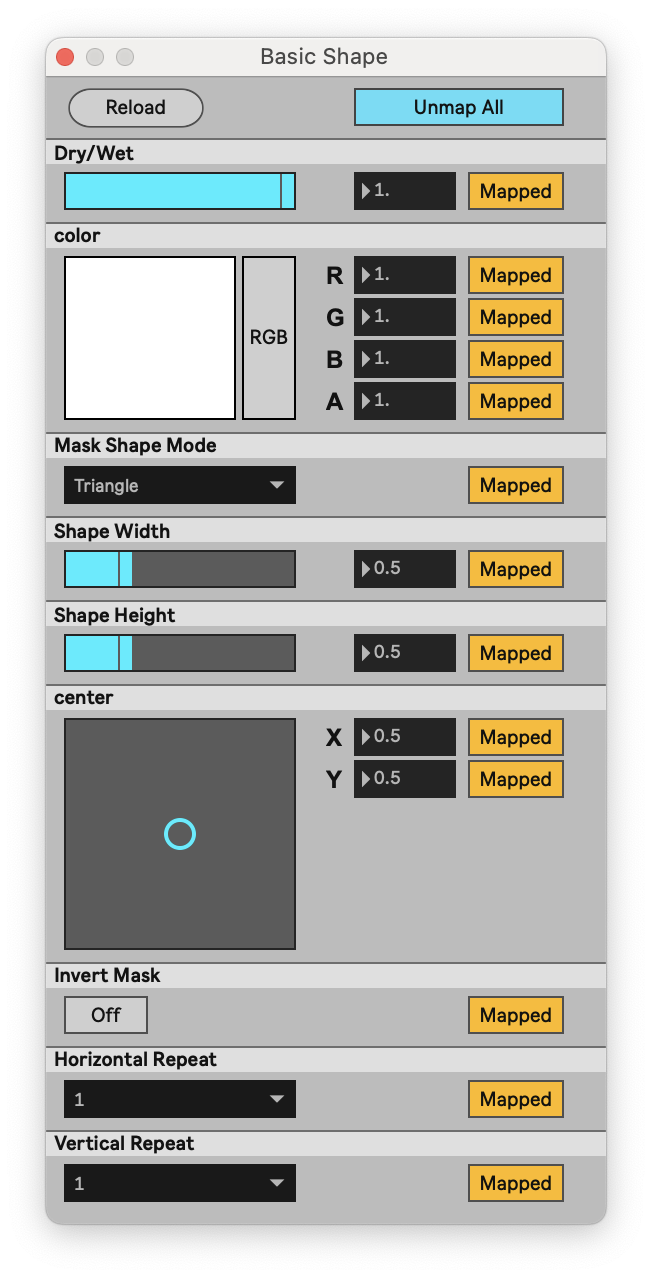 ISF Shader Configure Window