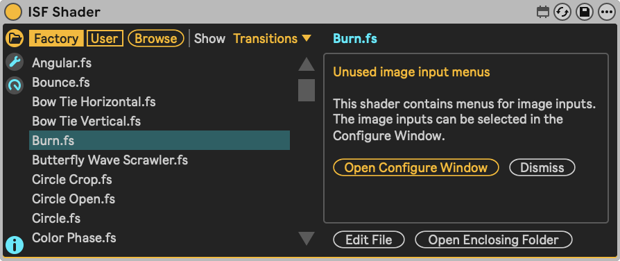 Burn, a transition shader