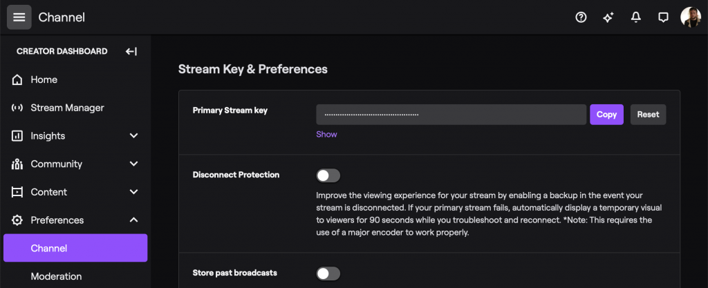 Streaming key